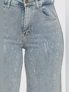 LA Girl Light Blue Sparkle High-Waist Women’s Jeans